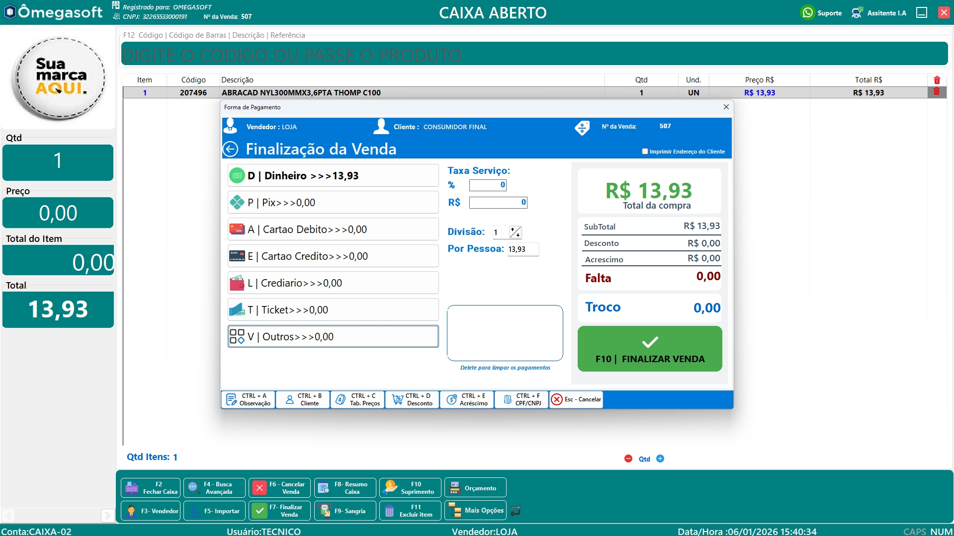 Fechamento da Venda